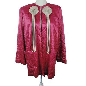 Vintage Textron 1940's Quilted Satin Jacket Barbie Pink Lined Art Deco READ